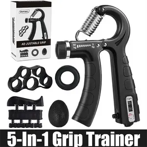 On-the-Go Grip Strengthener Adjustable Hand Trainer for Anytime Forearm Workouts with Resistance and Multiple Accessories for Home Use