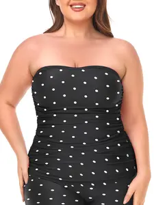 Ocean Blues Women's Bandeau Tankini Top Ruched Swimsuit Top Only Swimming Suit  Tankini  Plus Size Swimsuit