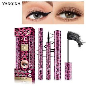 2-in-1 Leopard Print Mascara & Eyeliner Cosmetic Set - Waterproof, Smudge-Proof, Long-Lasting Eye Makeup Kit for Bold Lash & Sharp Lines