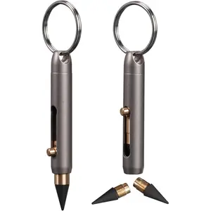 Mini Titanium Alloy Infinity Pencil, Inkless Writing Tool with Graphite Tip, 2.32 Inch Open Length, 2 Spare Nibs,  Design