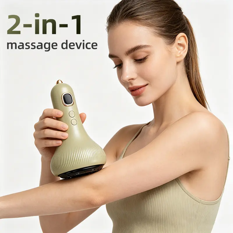 Cupping and gua sha device, multifunctional electric cupping equipment that offers two benefits—cupping and gua sha—with adjustable levels, suitable for home massage and ideal for the back, arms, and legs. Use it together as a family and give a great gift