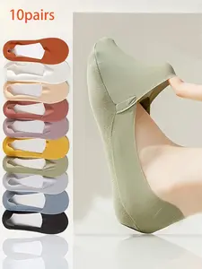 Women's Invisible Socks, Comfortable & Breathable Knitted Design, Ideal for Everyday Use, Enhances Foot Support, Plain Style
