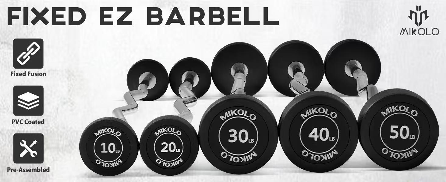 Pre-Loaded EZ Curl Barbell Set – 20 lb Fixed Weight Barbell for Strength Training & Weightlifting with Knurled Handle Design & Durable PVC Coating Muscle Exercise Equipment Home Gym Equipment Pre-Loaded EZ Curl Barbell Set – 20 lb Fixed Weight Barbell for Strength Training & Weightlifting with Knurled Handle Design & Durable PVC Coating Muscle Exercise Equipment Home Gym Equipment