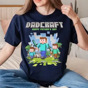 Personalized DadCraft T-shirt, A MineC Movie Shirt, #Chicken #Jockey Gaming, Happy Father's Day Gift, Trending Game Unisex Tee
