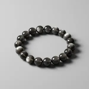 🌌 Galactic Silver Obsidian Bracelet