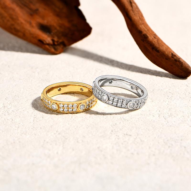 ATTAGEMS Classic Lab-Created Moissanite Ring for Women Men Unisex Real S925 Sterling Silver Engagement Wedding Band Rings for Gift Sparkling Fine Jewelry Set Party R309