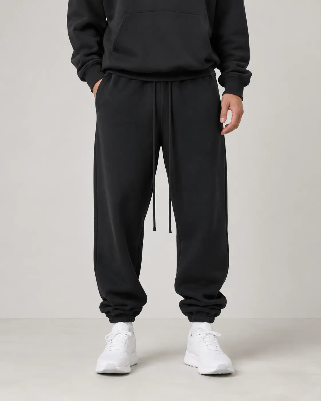 Men's Cuffed Sweatpants, Plain Relaxed Fit Polyester Joggers with Drawstring Waist for Gym & Lounge, Essential Sweatpants, Athletic, Xs Essential Sweatpants