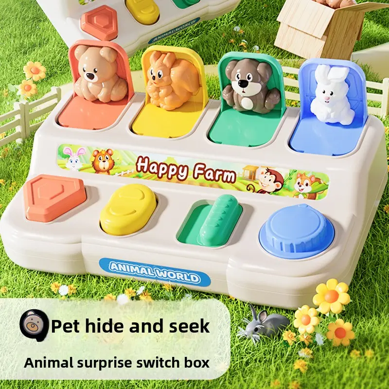Peekaboo Mechanism Box Cognitive Training Finger Dexterity Interactive Pop-Up Switch Box Safe Early Learning Preschool Learning Tool Nursery Storage Box Learning Materials Household Creative Gadget for Daily Life Scene Play