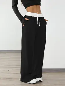 Women's Colorblock Print Drawstring Waist Sweatpants, Casual Elastic Waist Jogger Pants for Outdoor Daily Wear, Ladies Bottoms for All Seasons, Casual Street Sweatpants