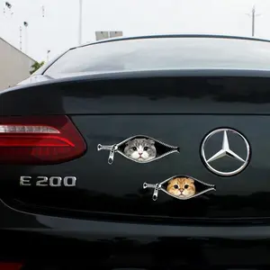 Creative Zipper Pet Car Sticker, Cute Cat Dog Shape Window Glass Decal, Waterproof Durable Vinyl, Easy Peel No Residue, Universal Fit