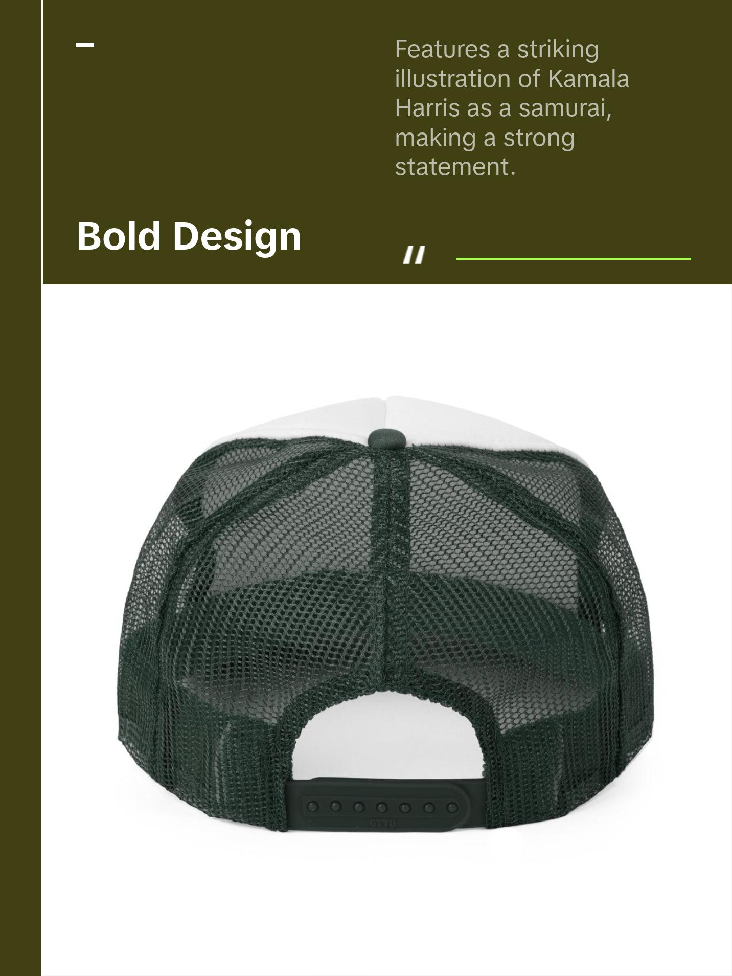 Kamala Harris "Cutting Through the B.S." Samurai Trucker Hat - Bold Political Statement Cap