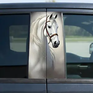 White Horse Car B-Pillar Sticker - Durable Material for Long-Lasting Use Easy Application Enhances Car's Aesthetic Appeal