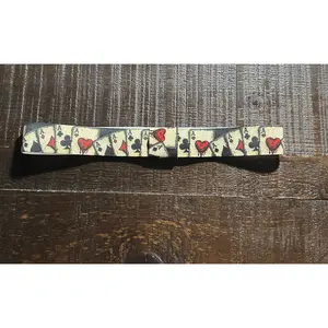 Red and Black Ace Print Elastic Hat Band 1.25 inch