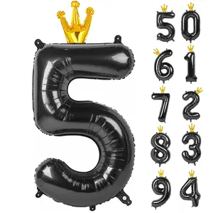 Black & Gold Number 5 Balloon40 Party Decorations for 5th Birthday, Anniversary or Celebration