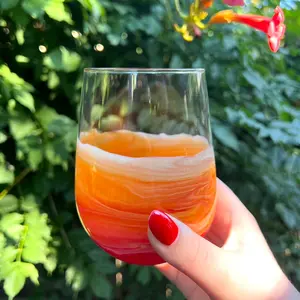 Fall inspired resin stemless wine glass 17 ounce Drinkware