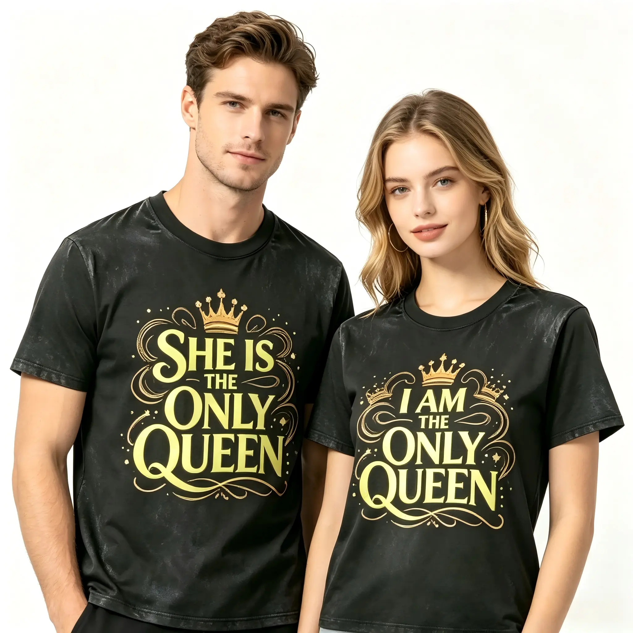 Matching Couple Tees, Soft Breathable Premium Cotton His & Hers Shirts, Stylish Casual Short Sleeve Tops Perfect for Valentine's Day Date Night, Sweet Matching Outfits for Boyfriend and Girlfriend Couples Daily Wear，#CoupleShirts#MatchingShirts