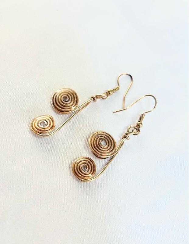 SCS-Golden Echo Spirals 1.5” Coated in Resin Earrings with Elegant Spiral Design and Gold Color Finish