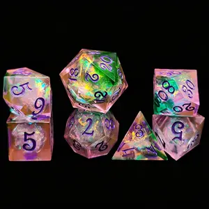 Dice Set, 7 Counts/set Polyhedral Dice, Resin Dice, D&D Game Dice, Role Playing Game Dice, Tabletop Game Accessories, Gaming Gift