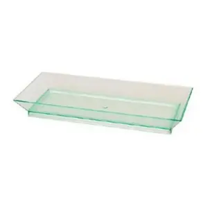 212 MAIN Disposable Rectangular Transparent Green Klarity Dinner Plates (200-Pack, 5.3x2.5in) - Lid-Compatible, Entree Serving, Indoor/Outdoor Party Use