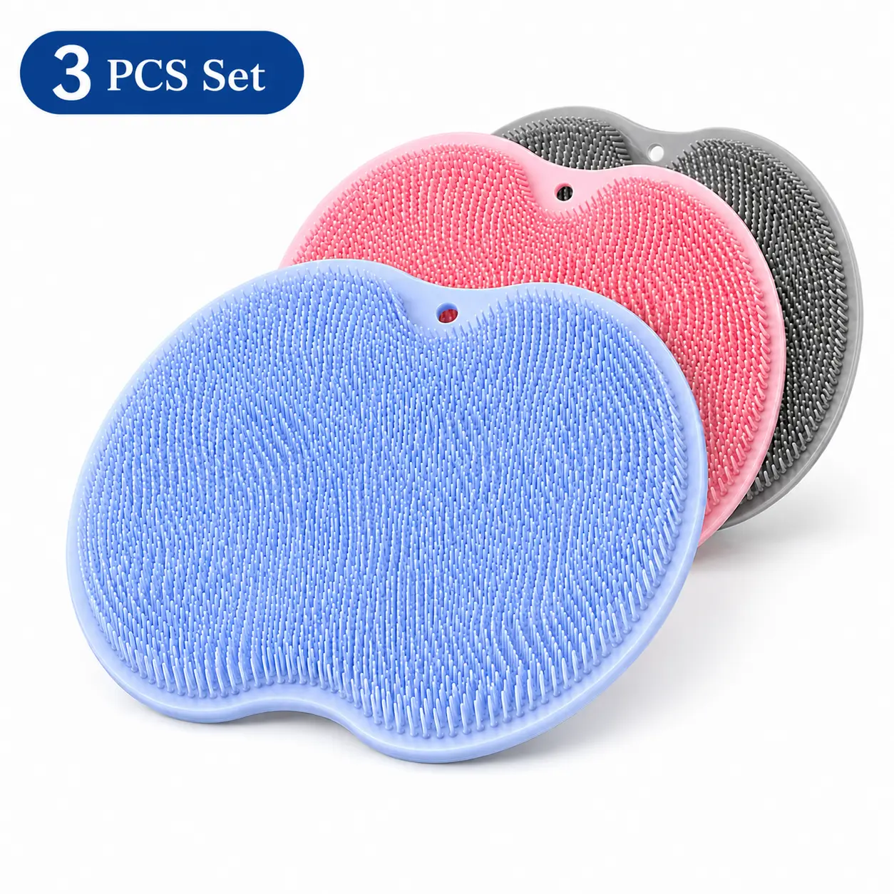 3 PCS Shower Foot Scrubber Mats with Strong Suction Cups, Hands-Free Exfoliating Massage Pads for Dead Skin, Callus & Dry Heel Care, At-Home Spa