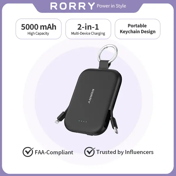 RORRY 5000mAh Portable Power Bank (Mobile Universal Power Bank, Portable  Battery Pack) with Dual Cables, Keychain, USB-C Charging for  iPhone/Android, Lightweight Compact Mini Gadgets for Purse, Stylish Gift -  TikTok Shop