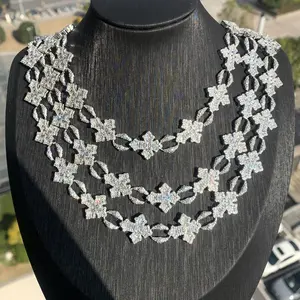 17mm Wide Infinity Cross sterling silver synthetic diamond Necklace