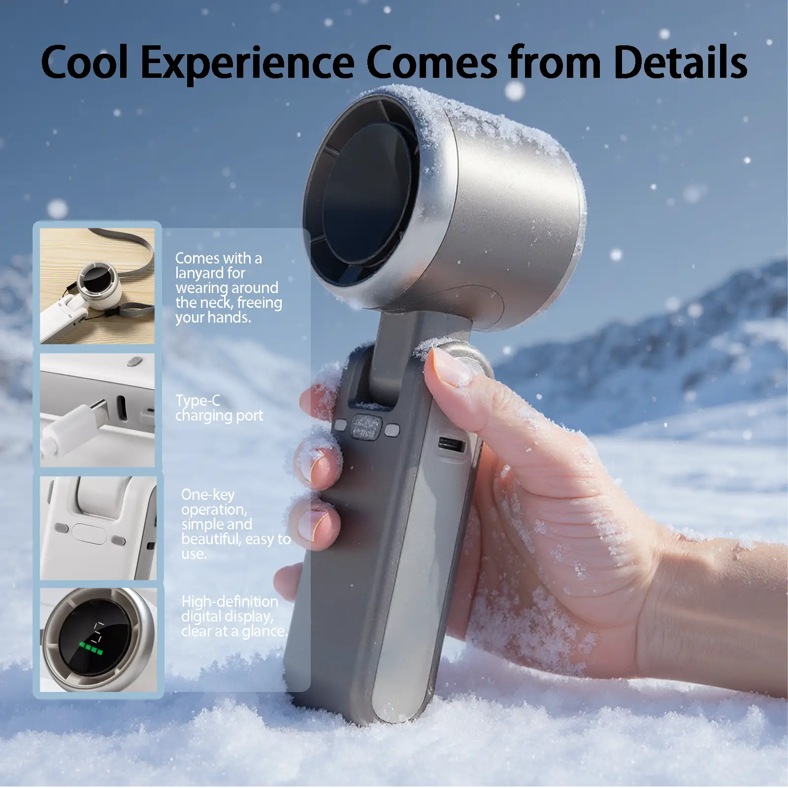 Portable Handheld Turbo Fan | 3600mAh,5 Wind Speeds, High-Speed,Portable,Summer Selected Products, for Family,Travel,and School