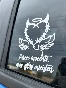 Karol G "PARECE INOCENTE, ESOS OJITOS MIENTEN" White Vinyl Car/Window/Door Decal