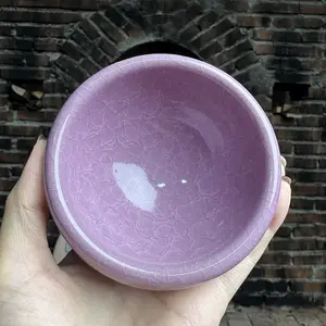 Teaware Studios Elegant Purple Crackled Jianzhan Cup Porcelain Masterpiece with Unique Hue and Aesthetic Appeal for Tea Enthusiasts