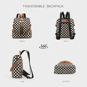 Checkerboard Backpack Large Capacity Women's Bag Mommy Travel