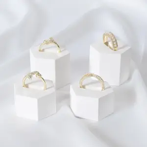 Minimalist Hexagon Ring Organizer, Vanity Desk Jewelry Display Stand, Jewelry Photography Prop, Ring Storage & Showcase