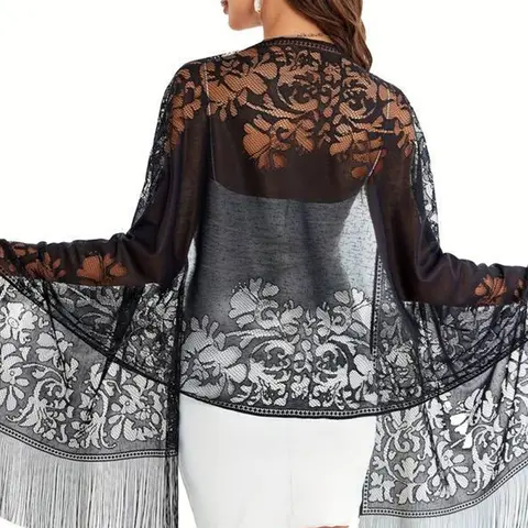 Women's Fashion Elegant Lace Scarf, Ditsy Floral Pattern, Fitted Thin Fabric, All Seasons Accessory for Evening Dresses, Floral Print Scarf