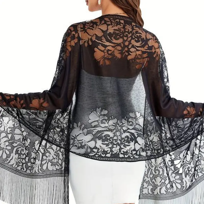 Women's Fashion Elegant Lace Scarf, Ditsy Floral Pattern, Fitted Thin Fabric, All Seasons Accessory for Evening Dresses, Floral Print Scarf