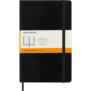 Classic Notebook, Soft Cover, Large (5" x 8.25") Ruled/Lined, Black, 192 pages