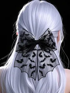 Halloween Themed Cut Out Bow Decor Mesh Hair Clip, Cute Hair Accessories for Women & Girls, Fashion Hair Accessories for Party, Daily Clothing Decor