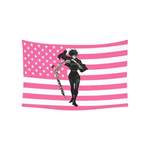 Nanami Pink USA America Flag Tapestry - Anime Funny Room Merch - Backdrop Tapestry Jujutsu Kaisen Aesthetic - Gift for Nanami Wifu