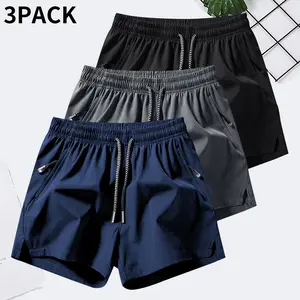 3-Pack Men’s Quick-Dry Athletic Shorts | Lightweight Casual Workout/Running Shorts with Zipper Pockets, Sizes 26–32