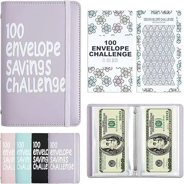 100 Days Money Saving Challenge Coin Envelope Budgetstorage Book, Money Saving Binder, Easy and Fun Way to Save $10,000 or $5,050, Saving Challenge Book with Family, Friends budget organizer, budget organizer