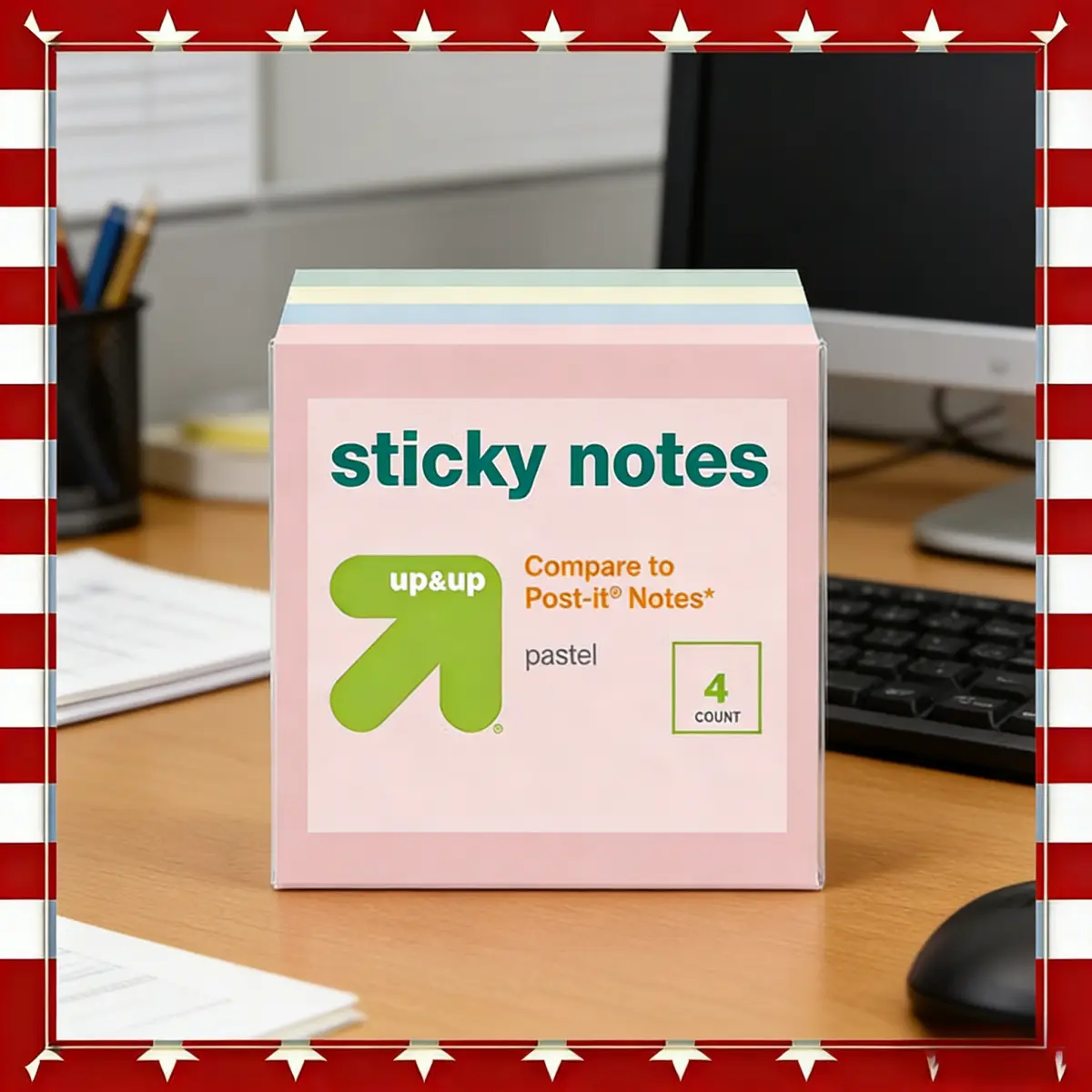 4 Pack 3x3 Inch Pastel Sticky Notes 400 Sheets Multicolor for Office ...