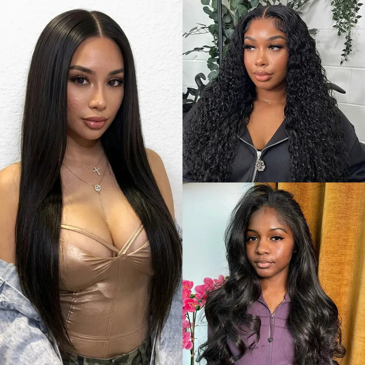 【COMBO SALE】Human Hair Wig Set 13x4 HD Lace Front Wig For Women 180% Density Pre Plucked Natural Hairline Lace Front Wig Combo Set 26+22 Inch Deep Wave Body Wave Straight Hair