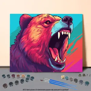 Bear Pattern DIY Painting By Numbers Kit without Frame, 1 Set Colorful Painting By Numbers Kit, DIY Wall Art Painting for Home Living Room Bedroom Decor