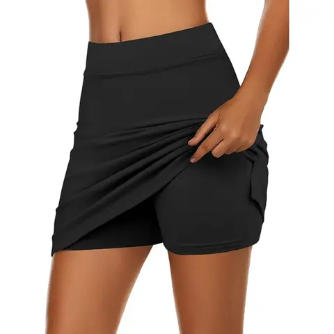 Ekouaer Women's Fitted Synthetic Polyester Blend Active Performance Thigh-Length Skort - Lightweight, Stretchy, Built-In Shorts, Sporty, Modest Active Skirt for Running, Outdoor Tennis, s,pat5