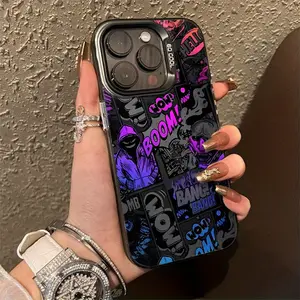 Phone case for iPhone 16 Pro Max 15 Plus 14 13 12 11 XR XS Personality Graffiti Pattern Anti-Scratch Shockproof Pocket-Friendly durable Cover Protection Protective