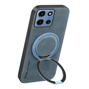 360° Spin Magnetic Stand for MOTO G Power 2025 /G 2025 /G 5G 2024/G Play 2024 5G /G Play 2024 4G /G Power 2024 5GCase, Luxury faux leather Protective Case Cover for MOTO G 2025 Phone Case, Fit for MagSafe, with Kickstand Rotatable, Fit for car holder