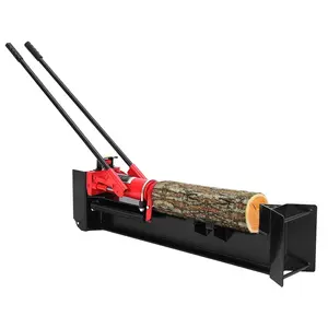 Hydraulic Log Splitter Wood Cutter, 12 Ton Manual Wood Splitter with Horizontal Full Steel Beam & Spring-Loaded Return Knob, Portable Hand Powered Log Cutter with Built-in Wheels