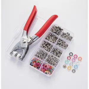 100 Sets Metal Snaps Buttons with Fastener Pliers Press Tool Kit Perfect for DIY Crafts Clothes Hats and Sewing, Snap Button Fasteners Kit for Clothing Sewing