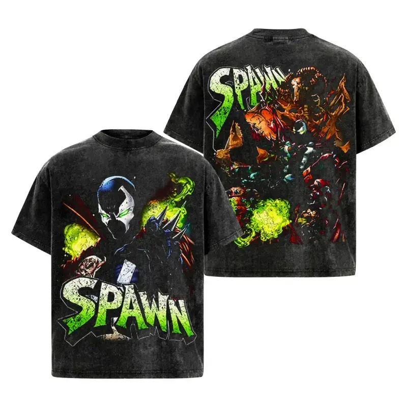 Spawn Premium Acid Washed T-Shirt, Hellspawn Vintage Graphic Tee for Image Comics Fans, Dark Superhero Streetwear Shirt, Comic Book Collector Top, Bold Spawn Graphic Unisex Tee, Casual Crew Neck Cotton, Everyday Fan Outfit