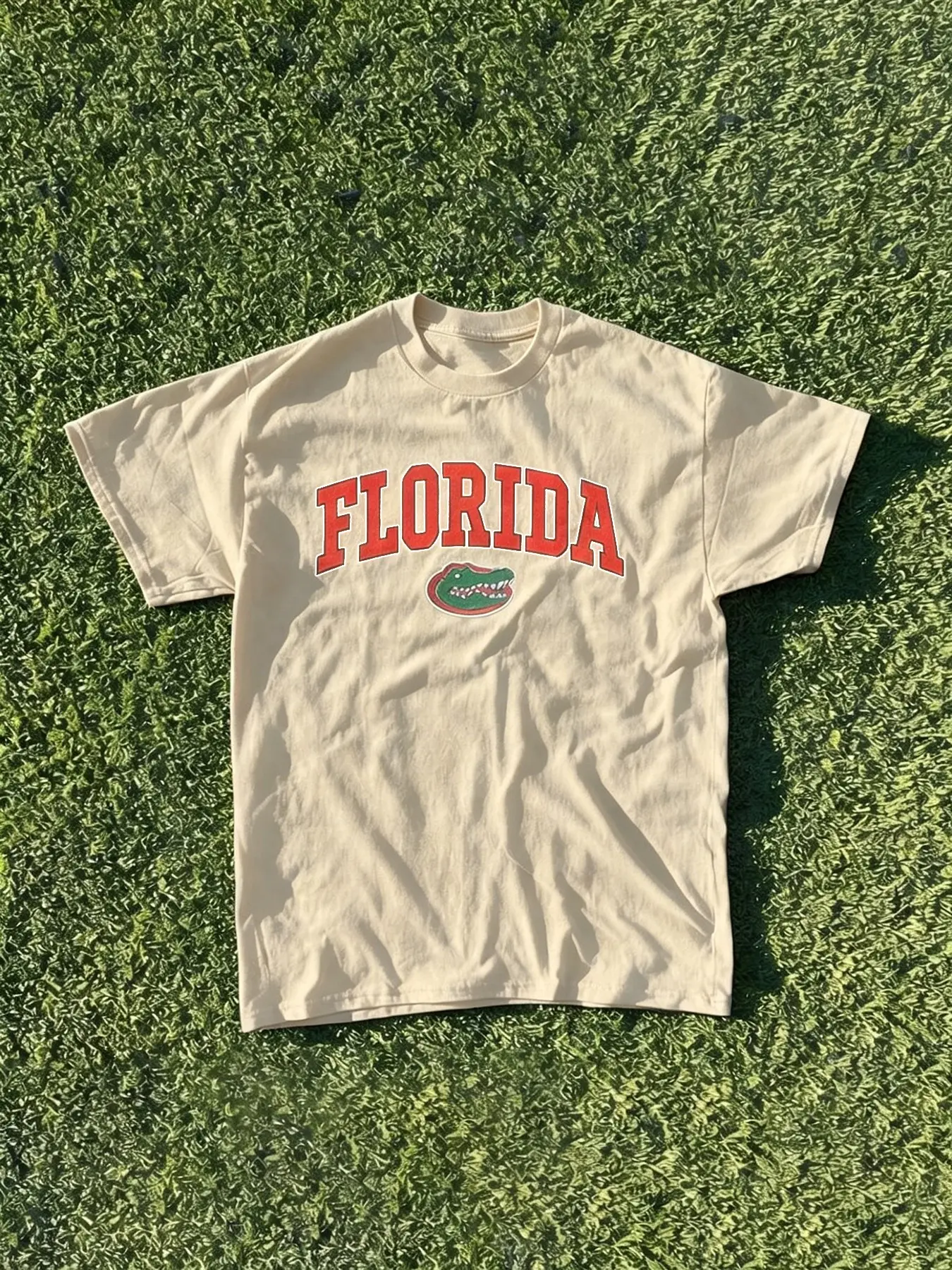 Men's Florida Alligator Print Retro Tropical T-Shirt, Street Style Round Neck Top, Breathable Fabric, Loose Fit, Casual Streetwear, Casual Summer Tops, Ideal for Daily Wear & Campus Fashion