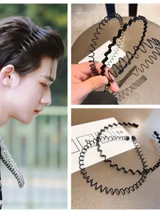 Men's Sporty Hairband Set, Invisible Headbands for All Seasons, Plain Design Pleated Hair Accessories, Boys' Hairstyle Essentials