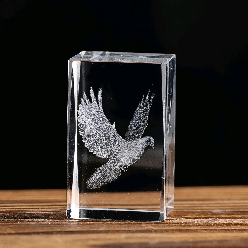 Peace Dove Crystal Cube for Home Decor and Spiritual Healing